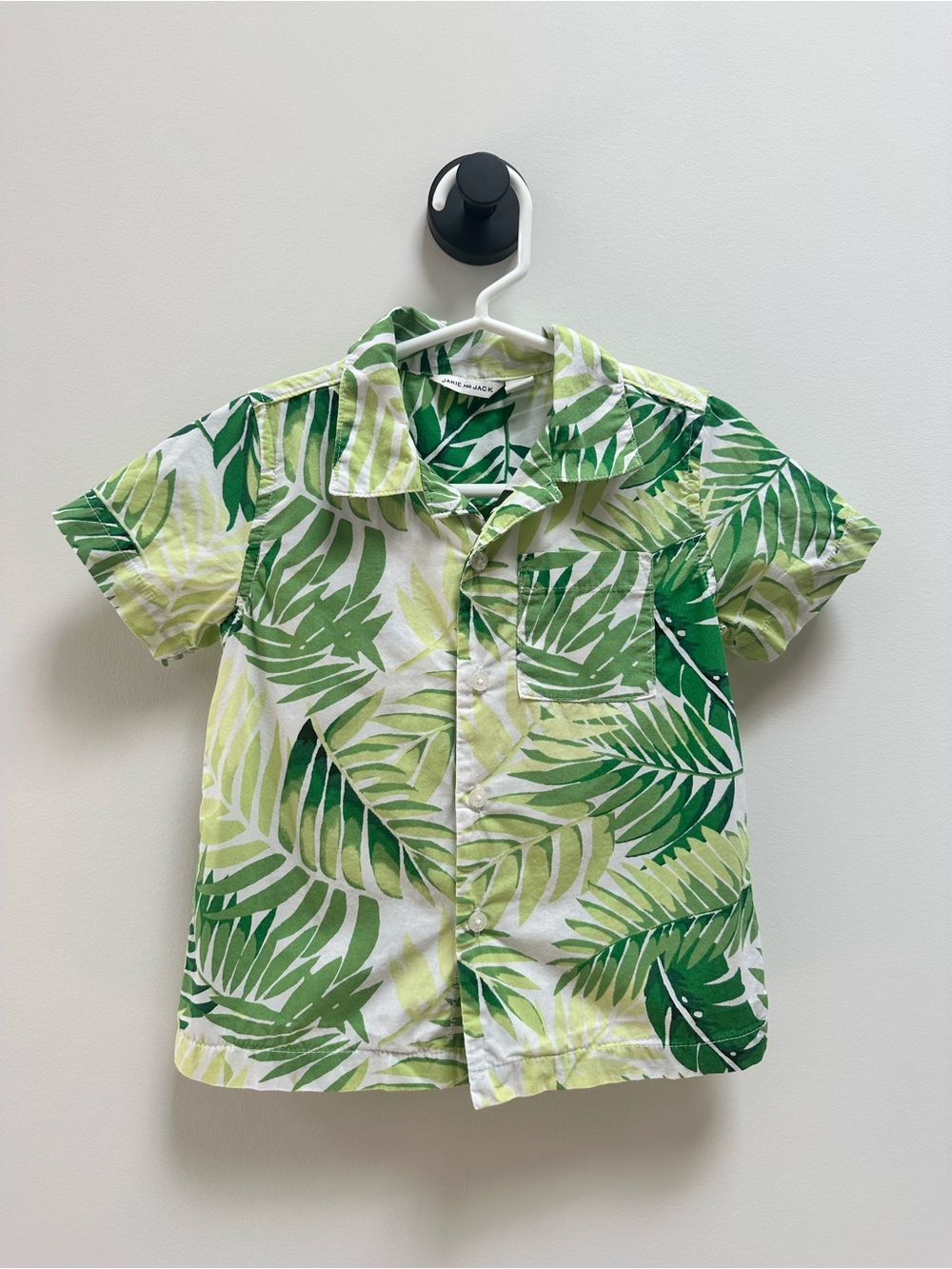 Janie and Jack Green Tropical Leaf Button-Down Shirt, 2T Toddler Boy
